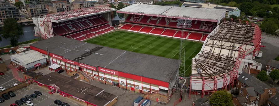 A luxury executive car providing a professional City Ground Stadium Chauffeur service for a football match in Nottingham.