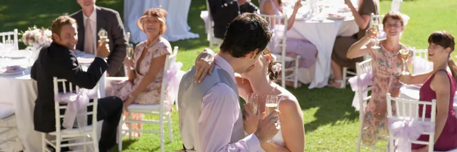 A luxury Mercedes-Benz wedding car from the Frodsham Wedding Chauffeur Service, elegantly decorated for a bridal arrival.