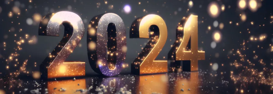 A luxury Mercedes-Benz chauffeur car parked in a festive setting to celebrate a Happy New Year 2024 with Manner Borne Chauffeur Services.