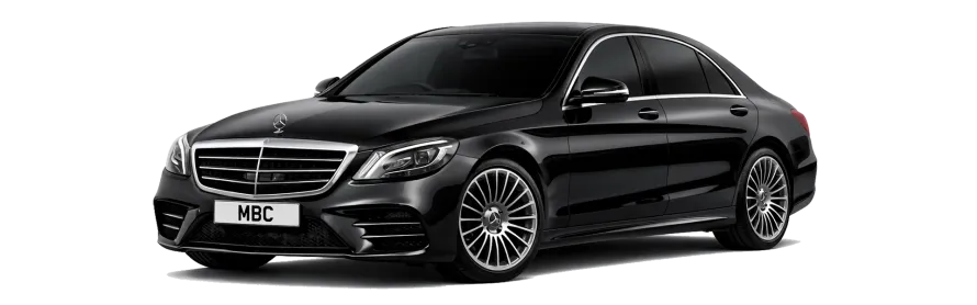 A luxury long wheelbase Mercedes-Benz S-Class available for Mercedes S Class chauffeur hire, representing the pinnacle of professional executive travel