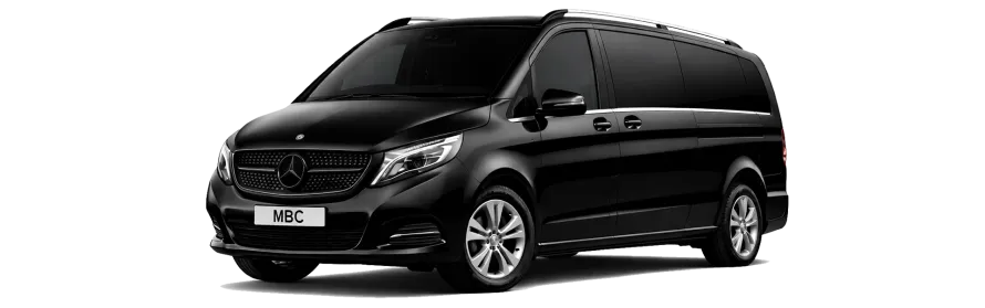A luxury Mercedes-Benz V-Class parked in a scenic location, ideal for a premium family chauffeur service Manchester for holidays and airport transfers