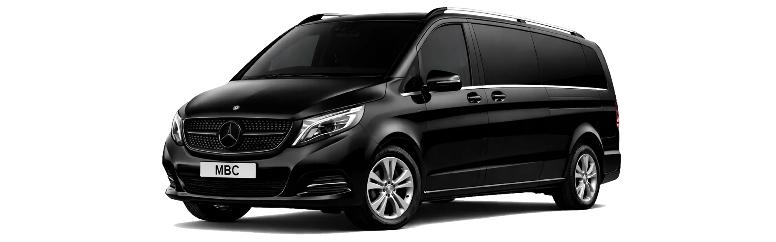A luxury Mercedes-Benz V-Class parked in a scenic location, ideal for a premium family chauffeur service Manchester for holidays and airport transfers