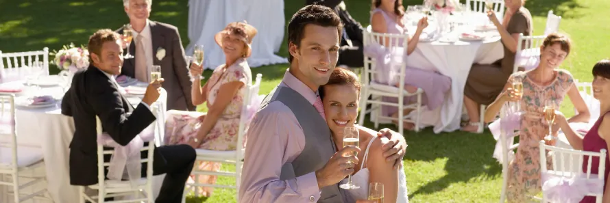 A luxury Manner Borne Mercedes-Benz wedding car parked at a historic venue, providing a professional Northwich wedding chauffeur service for a Cheshire couple.