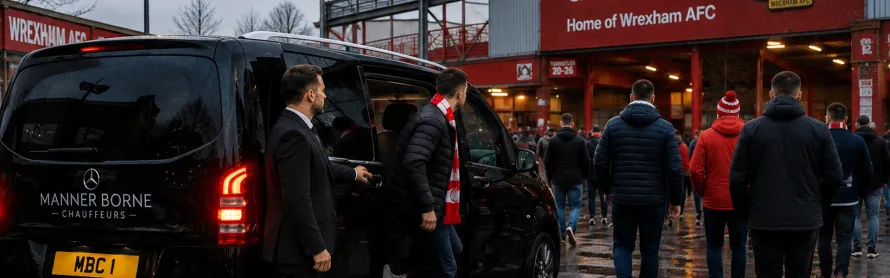wrexham matchday chauffeur service racecourse ground arrival 1920x600